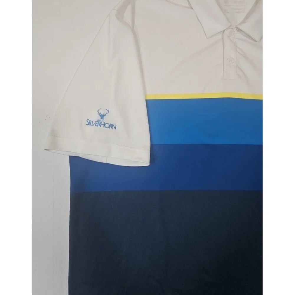 ADIDAS Colorblock Polo Golf Shirt SilverHorn Right Sleeve Embroidered - Men's XL